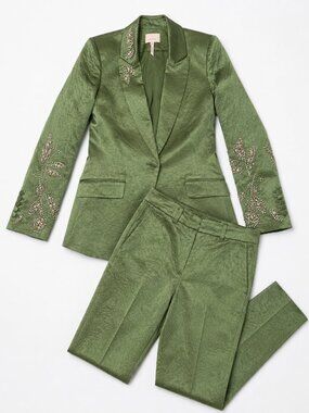 Cinq a Sept Cheyenne Crystal Suit Green Size 4